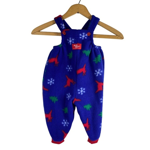 Vtg Oshkosh B'Gosh Baby Fleece Overalls Vestbak 12M 12 Months Boy Girl USA Made - Picture 2 of 5